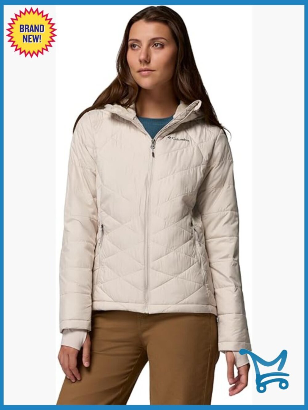 Warm Puffer Jacket with Reflective Lining Hooded Insulated Water Resistant